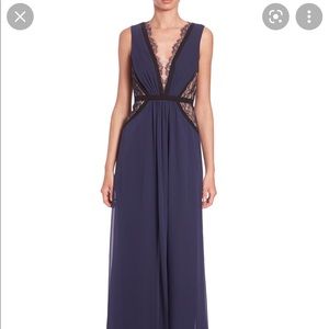 BCBGMAXAZRIA Blue Klarissa Lace-insert Gown